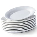 8 Inch Oval Ceramic Plate Set of 8, Ceramic Salad Plates Set