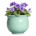 8 Inch Self Watering Planter, Ceramic Plant Pots, Mint Green