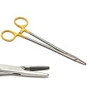 8 Inch TC Mayo Hegar Needle Holder Driver with Tungsten Carbide Inserts and Gold Rings Premium Grade Instrument