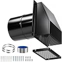 8 Inch Wall Vent Cover with Removable Screen and Damper, Black