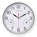 8 Inch White Wall Clock Silent Wall Clocks with Temperature