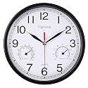 8 Inch White Wall Clock Sweep Silent Wall Clocks with Temperature