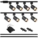 8-Light LED Track Lighting Kit with 6.6FT H Track Lighting Rails & Floating Canopy Connector, GU10 Track Light Kit, Modern Kitchen Track Lighting Fixtures Ceiling Spot Light, Black (No Bulbs)