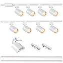 8-Light LED Track Lighting Kit with 6.6FT H Track Lighting Rails &amp; Floating Canopy Connector, GU10 Track Light Kit, Modern Kitchen Track Lighting Fixtures Ceiling Spot Light, White (No Bulbs)
