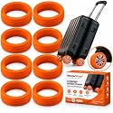 8 Luggage Wheel Cover Silicone Protector | Anti-Scratch Noise Reduction Shock Absorption Covers for Trolley Suitcase &amp; Office Chair Wheels | Orange