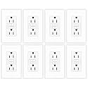 8 Pack 15 Amp GFCI Outlet, Self-Test Ground Fault Protector with LED Indicator, Tamper Resistant GFI Electrical Receptacle, ETL Certified, Wallplate Included, White