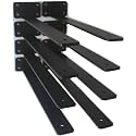 8 Pack - 16 inch Black Hidden L Shelf Bracket (1/5 Inch Thicked) Iron Floating Shelf Brackets Rustic Industrial Metal Brackets for Shelf Support