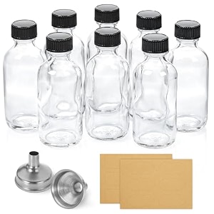 8 pack 2 oz small clear glass shot bottles with caps 60ml travel bottles
