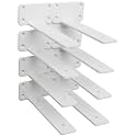 8 Pack - 7 inch White Hidden L Shelf Bracket (1/5 Inch Thicked) Iron Floating Shelf Brackets Rustic Industrial Metal Brackets for Shelf Support