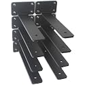 8 Pack - 8 inch Black Hidden L Shelf Bracket (1/5 Inch Thicked) Iron Floating Shelf Brackets Rustic Industrial Metal Brackets for Shelf Support