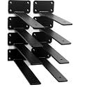 8 Pack - 9 inch Black Hidden L Shelf Bracket (1/5 Inch Thicked) Iron Floating Shelf Brackets Rustic Industrial Metal Brackets for Shelf Support