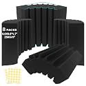 8 Pack - Bass Traps Acoustic Foam Corner, 9.8x9.8 * 4.7'' Black Bass Traps Corner Studio Foam, High Density and Fire-Proof Bass Traps Acoustic Panels Recording Studio Acoustical Treatments
