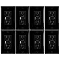 8 Pack Black 15A GFCI Outlet with USB Ports(Type A & C, 4.8A/24W Total Output), GFI Electrical Outlet with 2 USB Charging Ports- Self-Test Tamper-Resistant with LED Indicator, ETL Listed