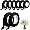 8 Pack Floral Flower Tape for Halloween Craft Decor Bouquet Wrapping, Black