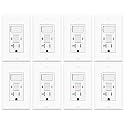 8 Pack GFCI Outlet with Light Switch - 20 Amp Tamper-Resistant Self-Test GFI Switch Combo, LED Indicator, Ground Fault Circuit Interrupter, ETL Listed, White