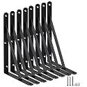 8 Pack L11 x H 8" Black Heavy Duty Shelf Brackets with Screws Metal Shelf Brackets Shelf Support Angle Brackets for Shelves L Brackets Heavy Duty Floating Shelf