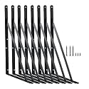 8 Pack L18 x H 12" Black Heavy Duty Shelf Brackets with Screws Metal Shelf Brackets Shelf Support Angle Brackets for Shelves L Brackets Heavy Duty Floating Shelf