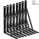 8 Pack L8 x H 6" Black Heavy Duty Shelf Brackets with Screws Metal Shelf Brackets Shelf Support Angle Brackets for Shelves L Brackets Heavy Duty Floating Shelf