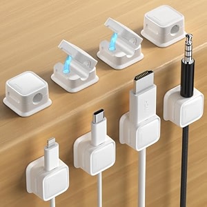 costop 8 pack magnetic cord organizer holderstrong adhesive desk cable management easy openorganize phone charging cords wire holder organizer neatly for homeofficecardesknightstand-white