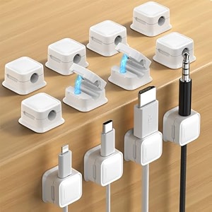 costop 12 pack magnetic cord organizer holder strong adhesive desk cable management easy open organize phone charging cords wire holder neatly for home office car desk nightstand - black w