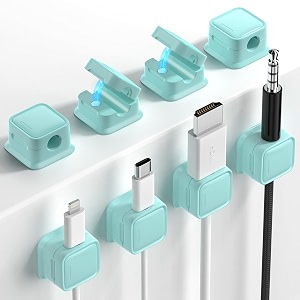 8 pack cord organizer magnetic cable clips under desk management blue