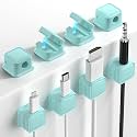 8 Pack Cord Organizer, Magnetic Cable Clips, Under Desk Management, Blue