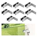 8 Pack Railing Wall to Glass Clamp, F Shape Stainless Steel T304 Bracket for Indoor &amp; Outdoor, Brushed Finish Railing Glass Clip Holder for Fence, Balustrade, Balcony Deck