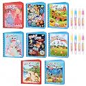 8 Pack Reusable Water Coloring Books for Toddlers, Paint with Water Books,Mess-Free Coloring Book, Portable Educational Doodle Drawing Toy, Improving Children's Imagination, Color Perception