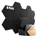 8 Pack Self-Adhesive Acoustic Panels 12" X 10" X 0.4" - Sound Proof Foam Panels for Wall with High Density, Hexagon Design, Flame Resistant, Absorb Noise and Eliminate Echoes(Black)