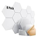 8 Pack Self-Adhesive Acoustic Panels 12" X 10" X 0.4" - Sound Proof Foam Panels for Wall with High Density, Hexagon Design, Flame Resistant, Absorb Noise and Eliminate Echoes(White)