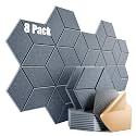 8 Pack Self-Adhesive Acoustic Panels 12" X 10" X 0.4" - Sound Proof Foam Panels for wall with High Density, Y-Lined Design, Flame Resistant, Absorb Noise and Eliminate Echoes(Gray)