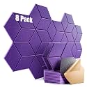 8 Pack Self-Adhesive Acoustic Panels 12" X 10" X 0.4" -Sound Proof Foam Panels for wall with High Density, Y-Lined Design, Flame Resistant, Absorb Noise and Eliminate Echoe(Purple)