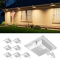 FALOVE 8 Pack Warm White Solar Power Gutter Mount Lights Outdoor Waterproof
