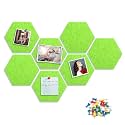 8 Packs Green Hexagon Felt Pin Board, 12" Bulletin Board with 30 Push Pins, Felt Board for Home Kitchen Office Decor, Self-Adhesive Corkboard Tiles for Walls School Message Photos Memos