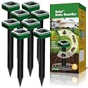 8 Packs Mole Repellent for Lawns Solar Powered, Ultrasonic Mole Stakes for Yard, IP65 Waterproof Gopher Repellent to Get Rid of Gopher, Vole and Snake for Lawn Garden Yard Farm