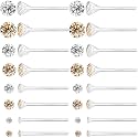 8 Pairs Anti Allergy Plastic Earrings for Sensitive Ears, Include 8 Pairs Silicone Soft earring backs, Plastic Post Earrings for Women, Birthstone Cubic Zirconia Stud Earrings Kit 2mm 3mm 4mm 5mm in one Set