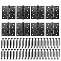 8 Pcs 4 x 4 Inch Ball Bearing Door Hinges with 80 Pcs Screws Square Corners Stainless Steel Heavy Duty Hinges for Exterior Doors (Black)