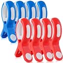 8 Pcs Beach Towel Clips for Beach Chairs, Towel Holder for Beach Chair Pool Chair on Cruise, Jumbo Size Heavy Duty Clothes Pins, Beach Chair Clips to Keep Your Towel from Blowing Away (Red, Blue)