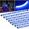 8 Pcs Car Led Light Strip IP67 Waterproof 11" Flexible Led Lights Underglow 12V for Car Motorcycle Boat Golf Cart Interior Exterior Decoration - Blue