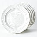 5 Pcs Ceramic Dessert Plates Set - 6 Inch Mini Appetizer Plates for Kitchen, Small White Embossed Salad Plates for Cake Snacks Side Dish, Microwave &amp; Dishwasher Safe Dinnerware Sets