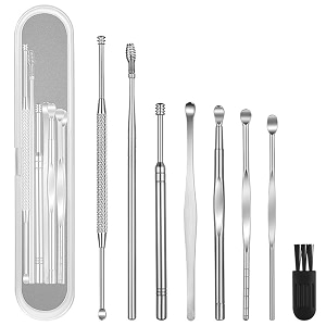 8 pcs ear pick earwax removal kit geengle ear cleansing tool set ear curette ear wax remover tool with a cleaning brush and storage box
