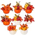 8 PCS Faux Pumpkins Mini Artificial Pumpkins for Fall Halloween Thanksgiving Holiday Home Mantel Tabletop Painting Decorations