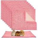8 Pcs Guinea Pig Liner Washable Rabbit Cage Liner 16x12 Inch Guinea Pig Fleece Mats Reusable Bedding Pee Pads for Small Animals, Bunny(Pink)