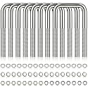 8 Pcs 304 Stainless Steel Square U-Bolt, 1/2 D x 3 1/16 W x 5 5/16 Inch