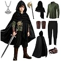 8 Pcs Medieval Costume for Boys Renaissance Viking Pirate Tunic Outfit for Kids