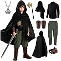 8 Pcs Medieval Costume for Boys Renaissance Viking Pirate Tunic Outfit for Kids