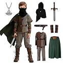 8 Pcs Medieval Viking Costume for Kids Boys Renaissance Dress Up