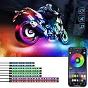 8 Pcs Motorcycle LED Light Kits, App Control Multicolor Waterproof Motorcycle LED Strip Lights, Music Sync &amp; Multiple Scene Modes RGB LED Lights for Motorcycles, DC 12V