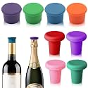 8 PCS MultiColor Silicone Wine Stoppers, Reusable Sparkling &amp; Champagne Corks, Sealed Beverages Beer Bottle Caps, Keeps Wine Fresh