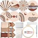 8 Pcs Punch Needle Coasters Kit, Boho Punch Needle Embroidery Kit for Beginners and Adults Car Coasters DIY Rug Drink Coasters with Adhesive Felt Yarns Hoop Tools DIY Needle Punch Craft